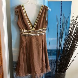 Chloé silk mini dress with embellished neckline